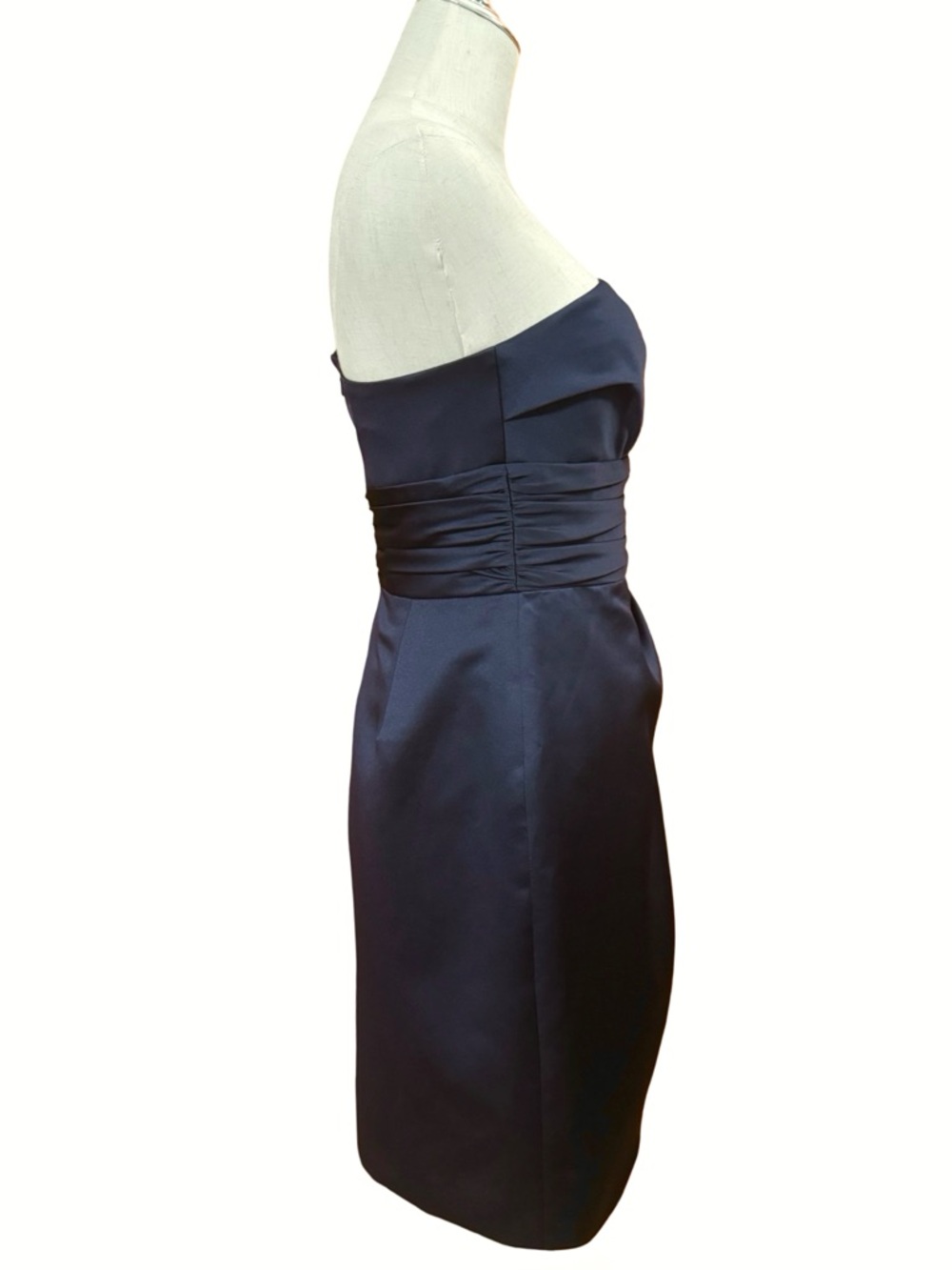 David’s Bridal Dark Blue One Shoulder Dress With Bow Accent Size 2 - Picture 4 of 12